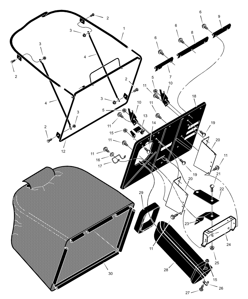 Grass Bagger Diagram and Parts List for 312003X50A 2003 Briggs and Stratton Lawn Tractor